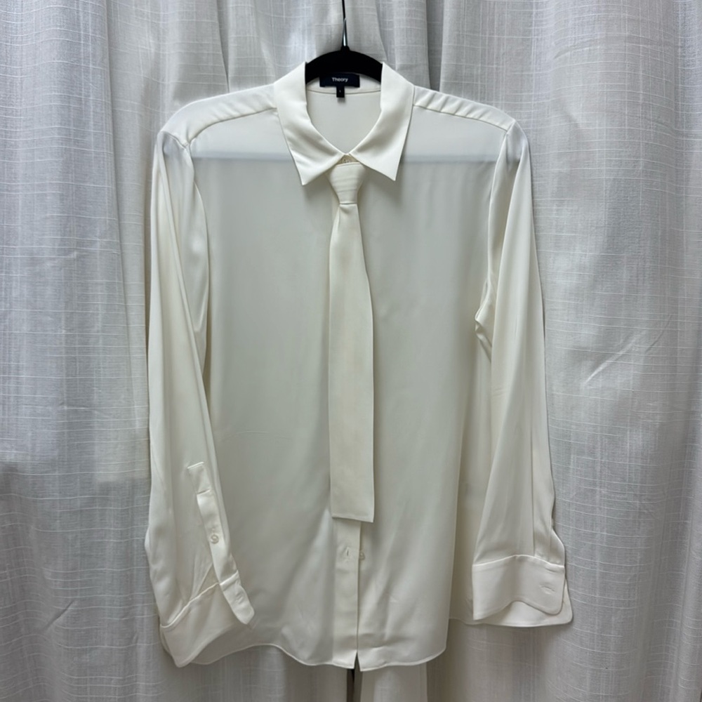 Theory Tie Detailed Silk Shirt